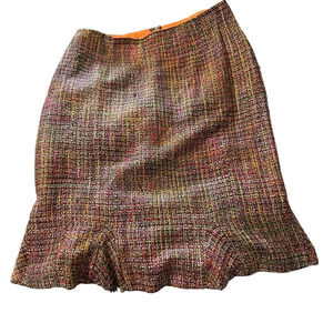 Miller Shor women's size 8 orange tweed midi skirt